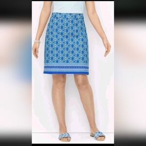 TALBOTS Women's Petite Cotton Canvas A-line Floral Medallion Print Skirt Sz 2p
